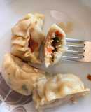 Gyoza ravioli cinesi con ripieno di pollo e zucchine