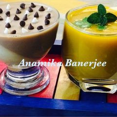 Vanilla-Mango Panna Cotta & Coffee/Espresso Panna Cotta A picture of Vanilla-Mango Panna Cotta & Coffee/Espresso Panna Cotta.