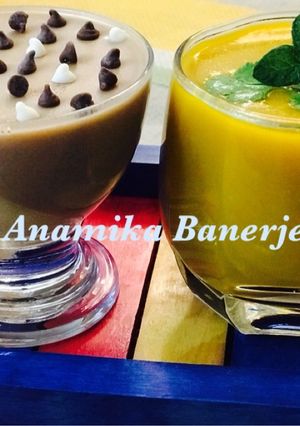 A picture of Vanilla-Mango Panna Cotta & Coffee/Espresso Panna Cotta.