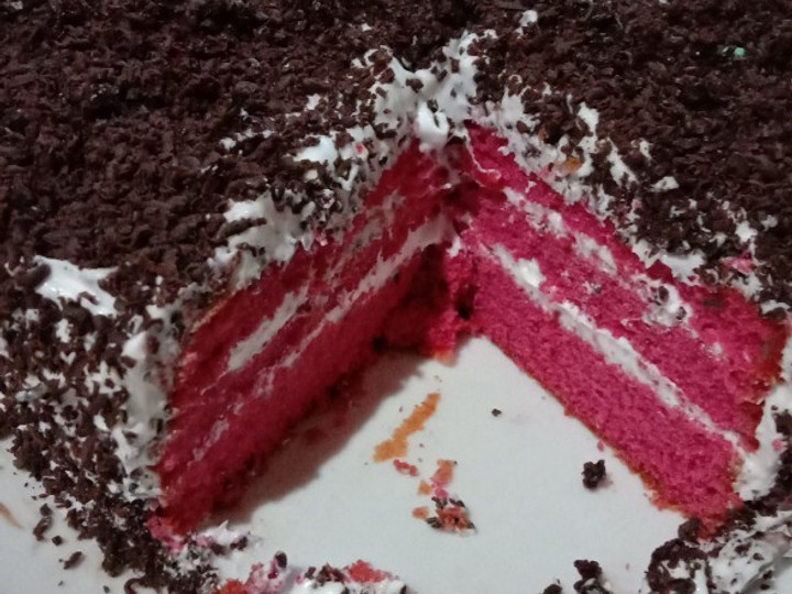 Cara Bikin Redvelvet cake toping coklat Untuk Pemula