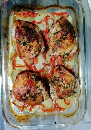 Una foto de Contramuslos de pollo al horno