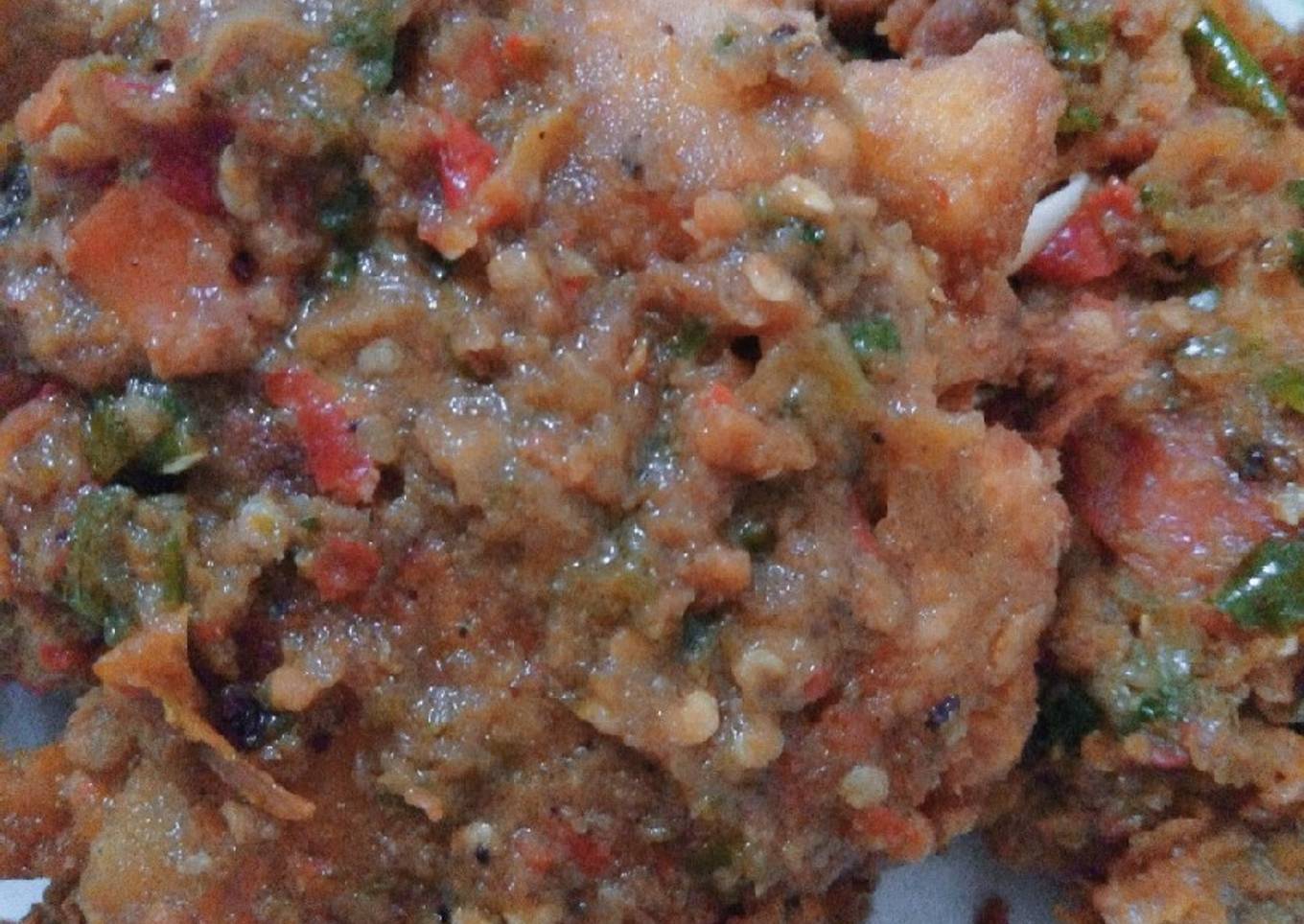 Ayam geprek caplak