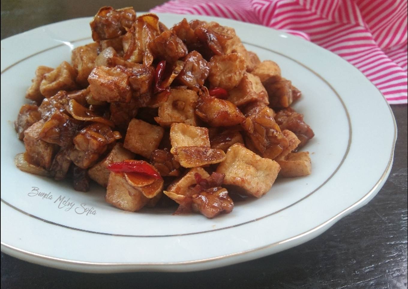 Oseng Tahu Tempe Saus Tiram Bumbu Iris