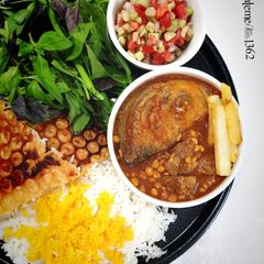 Khoresh Gheymeh Bademjan (Persian Lamb and Eggplant Stew) A picture of Khoresh Gheymeh Bademjan (Persian Lamb and Eggplant Stew).