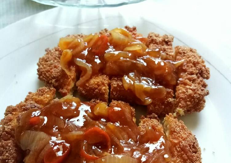 Tempe katsu saus asam pedas