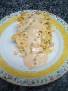 Una foto de Pastel de hortalizas con gambas