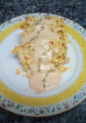 Una foto de Pastel de hortalizas con gambas