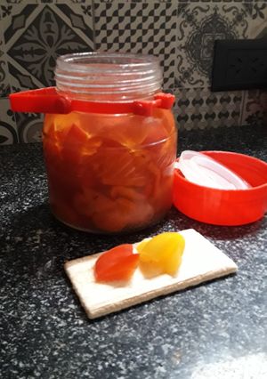 Una foto de Ajíes (morrón) agridulce