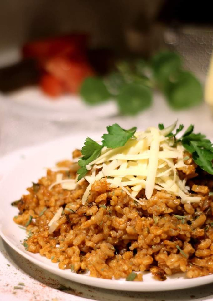 Una foto de Risotto Rojo al Estragón
