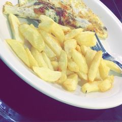 A picture of Special chips and egg.