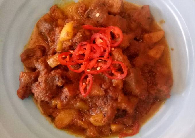 Standar Resep memasak Rendang daging sapi lada hitam  spesial