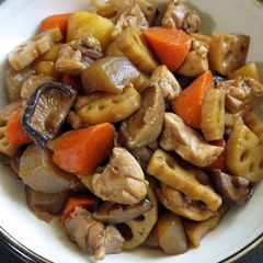 A picture of Simmered Root Vegetables & Chicken.