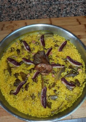 Una foto de Arroz con carrillada, foei y setas