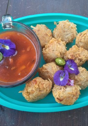 Foto resep Bakwan keladi (talas) saus tauco pedas manis
