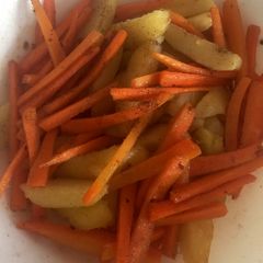 A picture of Roasted Potatoes & Carrots.