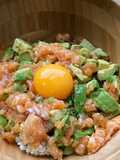 Salmon avocado donburi