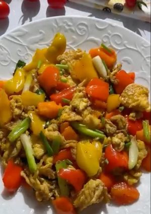 A picture of Eggs and Pepper Stir Fry.