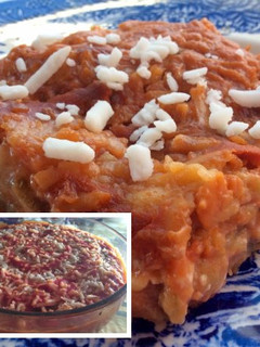 Una foto de Mousaka con bechamel y tomate 🍅 🍆