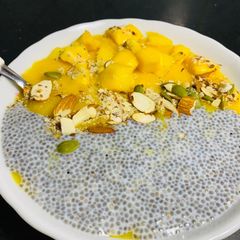 Mango chia pudding A picture of Mango chia pudding.