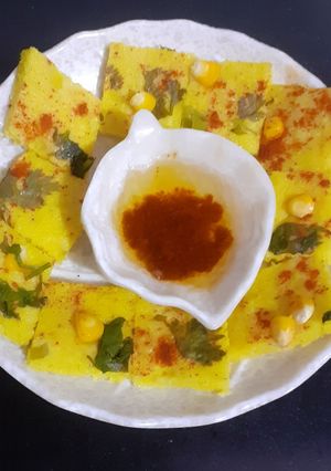 A picture of Rice corn Dhokla.