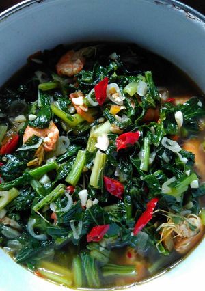 Foto resep Tumis sawi campur udang