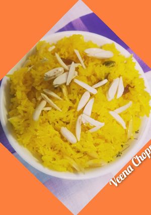 केसरिया मीठे चावल (Kesaria meethe chawal recipe in Hindi) रेसिपी मुख्य फोटो