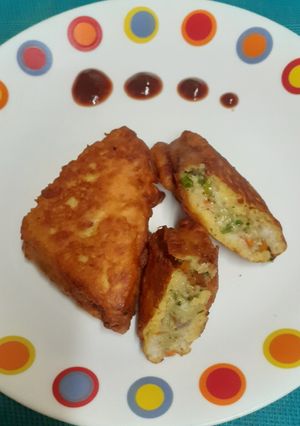 A picture of An After School Snack --- Spicy Chilli - Garlic Bread Pakoda Bash For Kids Of All Ages.