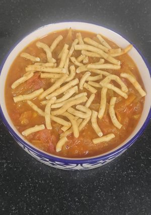 A picture of Sev Tamatar Nu Shak (Kathiyawadi Sabzi).