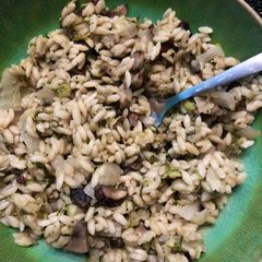 A picture of Courgette and mushroom orzotto.