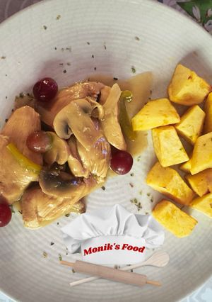 Foto principal de Tiritas de pollo al vino con champiñones