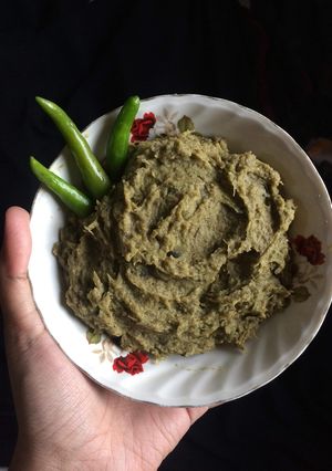 A picture of Pumpkin & Raw banana peel Bharta.