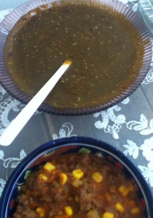 Una foto de Salsa de chile verde de árbol y tomatillos