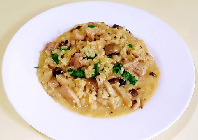 Recipe of Super Quick Homemade Chicken &amp; Mushroom risotto
