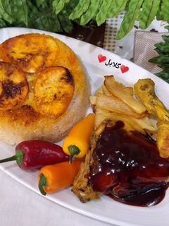 عکسی از دستور مرغ زعفرانی با سس زرشک 😋