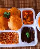 Aam Rass - Methi Masala Puri Rasewale Aloo Sabji, Stuffed Bhindi Masala, Fries and Pickle 😋