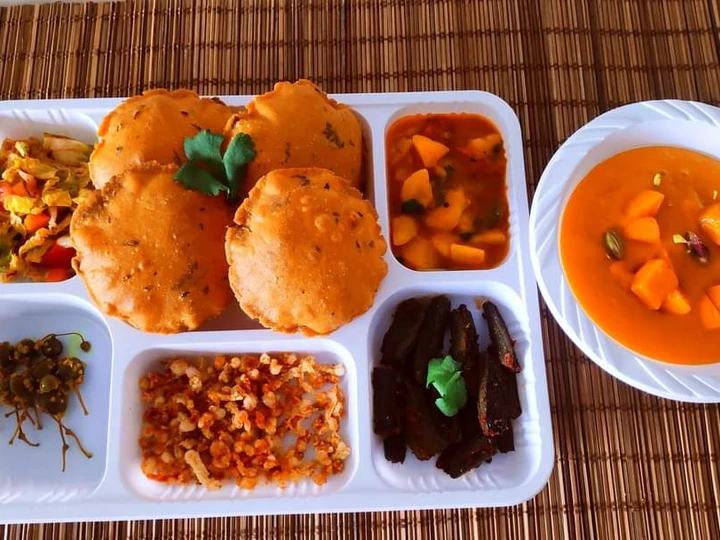 How To Make Aam Rass - Methi Masala Puri Rasewale Aloo Sabji, Stuffed Bhindi Masala, Fries and Pickle 😋 which So Delicious