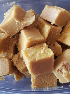 A picture of 3 flour barfi.