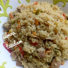 A picture of Boiled and fried Rice.