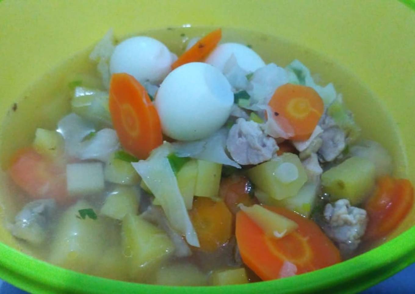 Sup ayam telur puyuh for my toodler