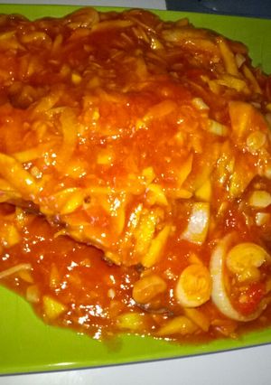 Foto resep Ikan bawal saus asam manis mangga muda peddassss