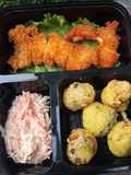 Bekal : Nasi kuning, chicken katsu, salad