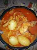 Guisado de pollo y panza de res