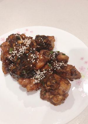 A picture of Marmite Pork Ribs.