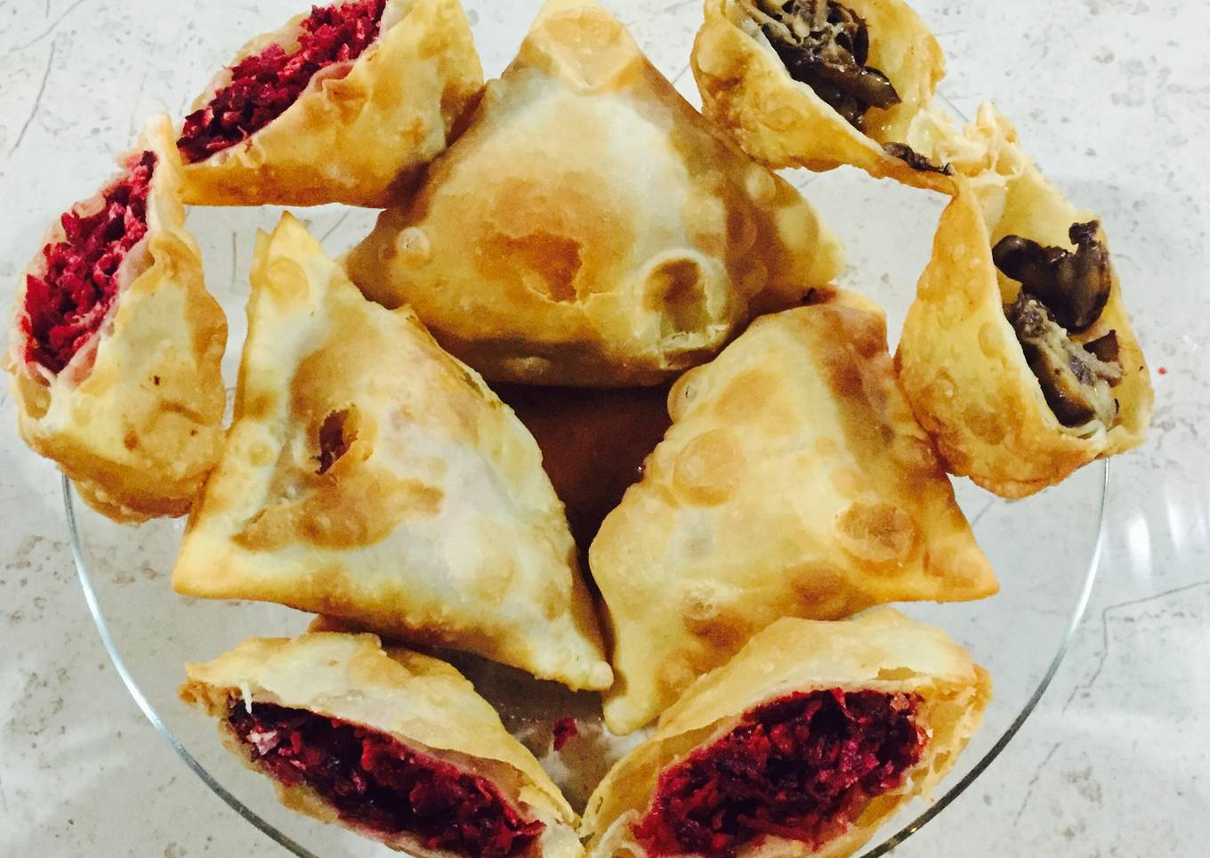 Beet and Coconut Samosas