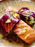 Steamed eggplant with soy sauce and ginger