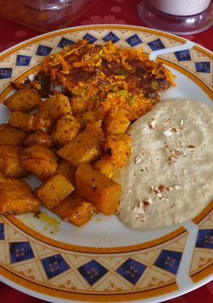 Una foto de Zapallo frito con Salsa de Cebolla