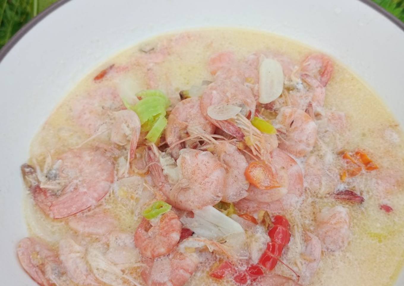 Tumis udang kuah santan