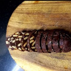 A picture of Cocoa chocolate swiss roll.