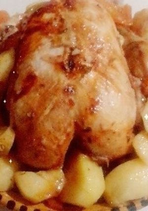 صورة لوصفة دجاج بالخضرة في طنجرة الضغط