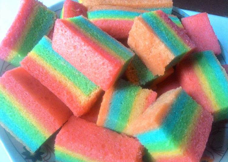 Bagaimana mengolah Steamed rainbow cake lembut ny.Liem Anti Gagal